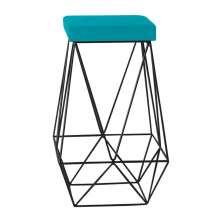 Banqueta Decorativa Kathy Base Preta Suede Azul Claro G41 - Gran Belo
