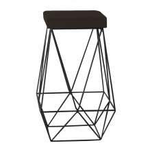 Banqueta Decorativa Kathy Base Preta Suede Marrom G41 - Gran Belo