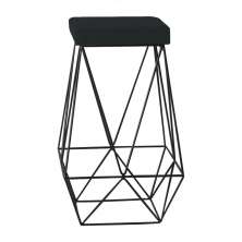 Banqueta Decorativa Kathy Base Preta Suede Preto - Gran Belo