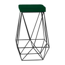 Banqueta Decorativa Kathy Base Preta Suede Verde G41 - Gran Belo