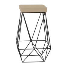 Banqueta Decorativa Kathy Base Preta Veludo Bege G41 - Gran Belo