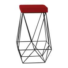 Banqueta Decorativa Kathy Base Preta Veludo Vermelho G41 - Gran Belo