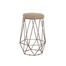 Banqueta Decorativa Rubel Base Bronze Suede Bege G41 - Gran Belo