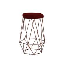 Banqueta Decorativa Rubel Base Bronze Suede Bordô G41 - Gran Belo