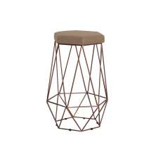 Banqueta Decorativa Rubel Base Bronze Suede Cappuccino G41 - Gran Belo