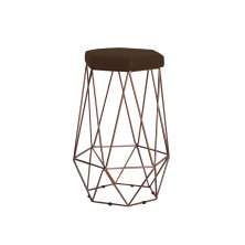 Banqueta Decorativa Rubel Base Bronze Suede Marrom G41 - Gran Belo