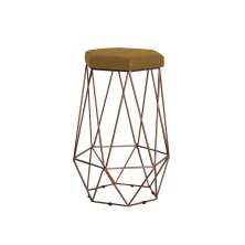Banqueta Decorativa Rubel Base Bronze Suede Mostarda G41 - Gran Belo