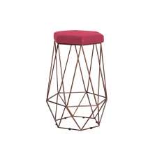 Banqueta Decorativa Rubel Base Bronze Suede Rosa G41 - Gran Belo
