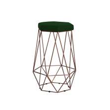 Banqueta Decorativa Rubel Base Bronze Suede Verde G41 - Gran Belo