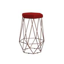 Banqueta Decorativa Rubel Base Bronze Suede Vermelho G41 - Gran Belo