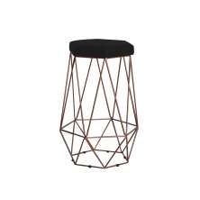 Banqueta Decorativa Rubel Base Bronze Veludo Preto G41 - Gran Belo