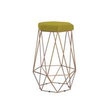Banqueta Decorativa Rubel Base Gold Suede Amarelo - Gran Belo