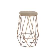 Banqueta Decorativa Rubel Base Gold Suede Bege G41 - Gran Belo