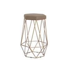 Banqueta Decorativa Rubel Base Gold Suede Cappuccino G41 - Gran Belo