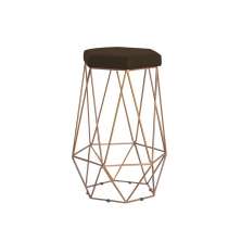 Banqueta Decorativa Rubel Base Gold Suede Marrom G41 - Gran Belo