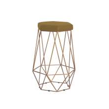 Banqueta Decorativa Rubel Base Gold Suede Mostarda G41 - Gran Belo