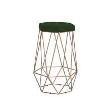 Banqueta Decorativa Rubel Base Gold Suede Verde G41 - Gran Belo