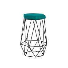 Banqueta Decorativa Rubel Base Preta Suede Azul Claro G41 - Gran Belo