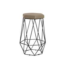 Banqueta Decorativa Rubel Base Preta Suede Cappuccino G41 - Gran Belo