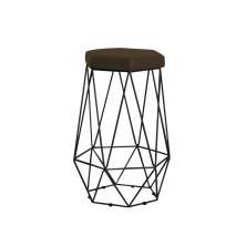 Banqueta Decorativa Rubel Base Preta Suede Marrom G41 - Gran Belo