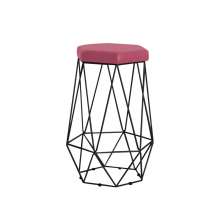 Banqueta Decorativa Rubel Base Preta Suede Rosa G41 - Gran Belo