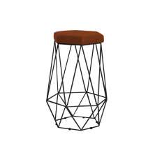 Banqueta Decorativa Rubel Base Preta Suede Telha G41 - Gran Belo