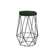 Banqueta Decorativa Rubel Base Preta Suede Verde - Gran Belo
