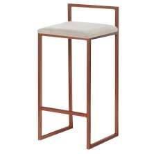 Banqueta Decorativa Selena Base Bronze Suede Bege G41 - Gran Belo