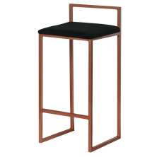 Banqueta Decorativa Selena Base Bronze Suede Preto G41 - Gran Belo