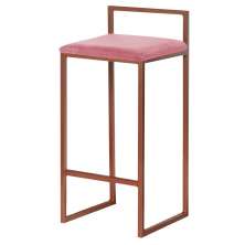 Banqueta Decorativa Selena Base Bronze Suede Rosa G41 - Gran Belo