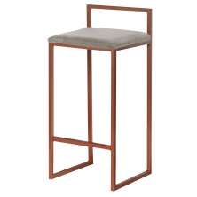 Banqueta Decorativa Selena Base Bronze Veludo Cinza G41 - Gran Belo