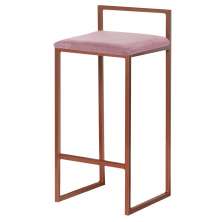 Banqueta Decorativa Selena Base Bronze Veludo Rosê - Gran Belo