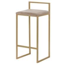 Banqueta Decorativa Selena Base Gold Suede Cappuccino G41 - Gran Belo