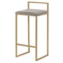 Banqueta Decorativa Selena Base Gold Veludo Cinza G41 - Gran Belo