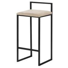 Banqueta Decorativa Selena Base Preta Veludo Bege G41 - Gran Belo