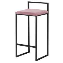 Banqueta Decorativa Selena Base Preta Veludo Rosê G41 - Gran Belo