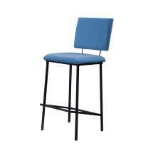 Banqueta Fixa Decorativa Base de Aço Marcius Linho Azul Jeans G17 - Gran Belo
