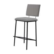 Banqueta Fixa Decorativa Base de Aço Marcius Linho Cinza G17 - Gran Belo