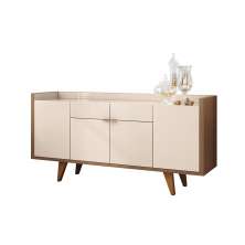 Buffet Balcão Decorativo Albâni Sala de Jantar Pés Madeira MDP/MDF Off White/Castanho G26 - Gran Belo