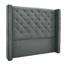 Cabeceira Decorativa Queen Size 1,84M Loewe Veludo Cinza G63 - Gran Belo