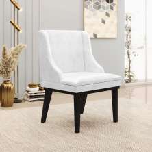 Cadeira Decorativa Sala de Jantar Base Fixa de Madeira Firenze PU Branco Brilho/Preto G19 - Gran Belo