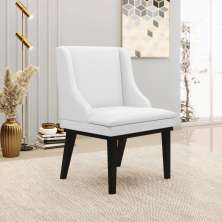 Cadeira Decorativa Sala de Jantar Base Fixa de Madeira Firenze PU Branco Fosco/Preto G19 - Gran Belo