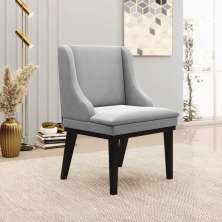Cadeira Decorativa Sala de Jantar Base Fixa de Madeira Firenze Suede Cinza/Preto G19 - Gran Belo