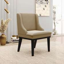 Cadeira Decorativa Sala de Jantar Base Fixa de Madeira Firenze Suede Nude/Preto G19 - Gran Belo
