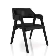 Cadeira Sala de Jantar e Jogos Carteados Madeira Maciça Poker PU Preto/Preto G42 - Gran Belo