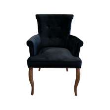 Cadeira de Jantar Belford Veludo Preto Pés de Madeira Design Sofisticado G48 -  Gran Belo