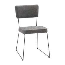 Cadeira de Jantar Decorativa Base Aço Preto Luigi Linho Cinza G17 - Gran Belo