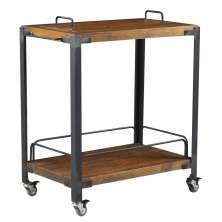 Carrinho Churrasco Mesa de Servir Multiuso Gourmet Churrasqueira Albury Grafite Madeira Maciça Rustic Brown G54 - Gran Belo