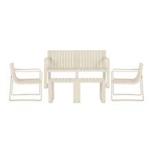 Conjunto 5 Peças Área Externa Bahamas 2 Poltronas 2 Mesas de Centro 1 Sofá 120cm em Fibra Natural Bambu G56 - Gran Belo