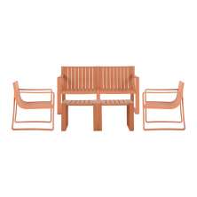 Conjunto 5 Peças Área Externa Bahamas 2 Poltronas 2 Mesas de Centro 1 Sofá 120cm em Fibra Natural Pêssego G56 - Gran Belo